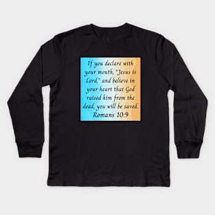 Bible Verse Romans 10:9 Kids Long Sleeve T-Shirt